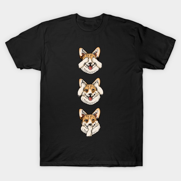 No Evil Corgi T-Shirt by huebucket